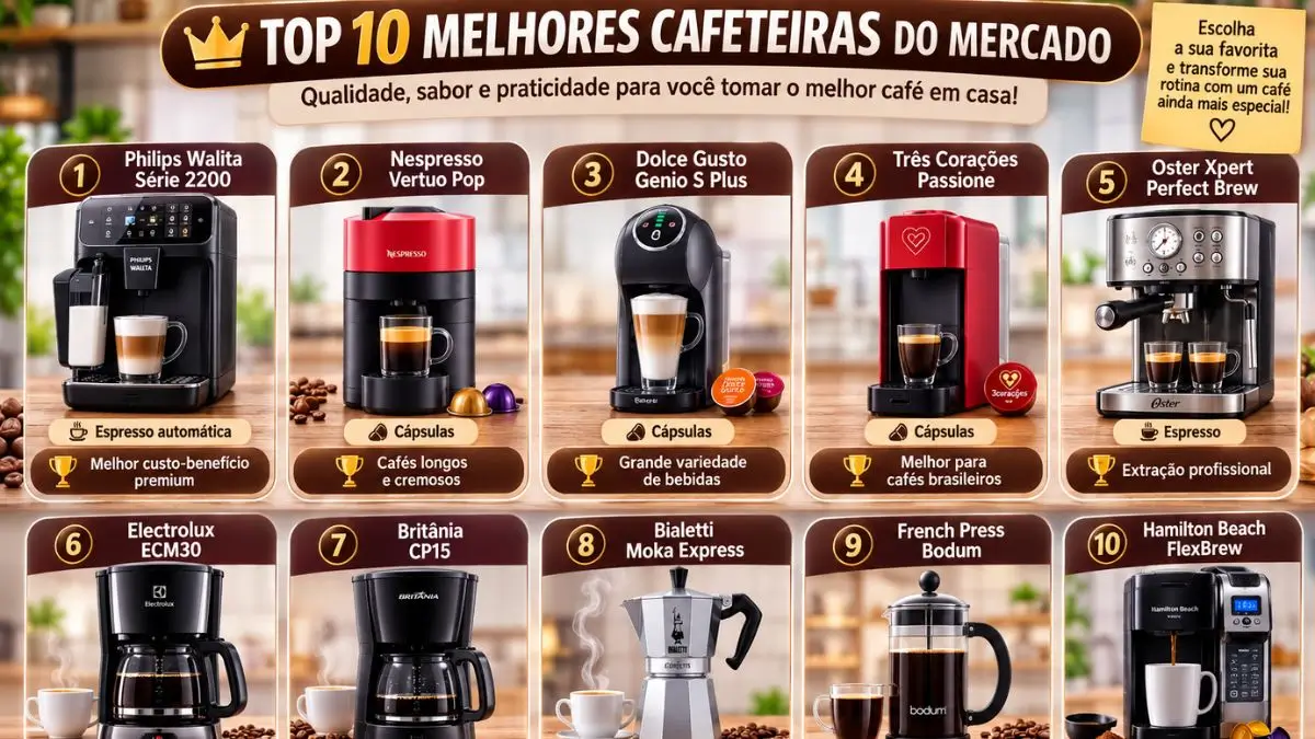 Cafeteira: A história, tipos, melhores modelos e como usar!